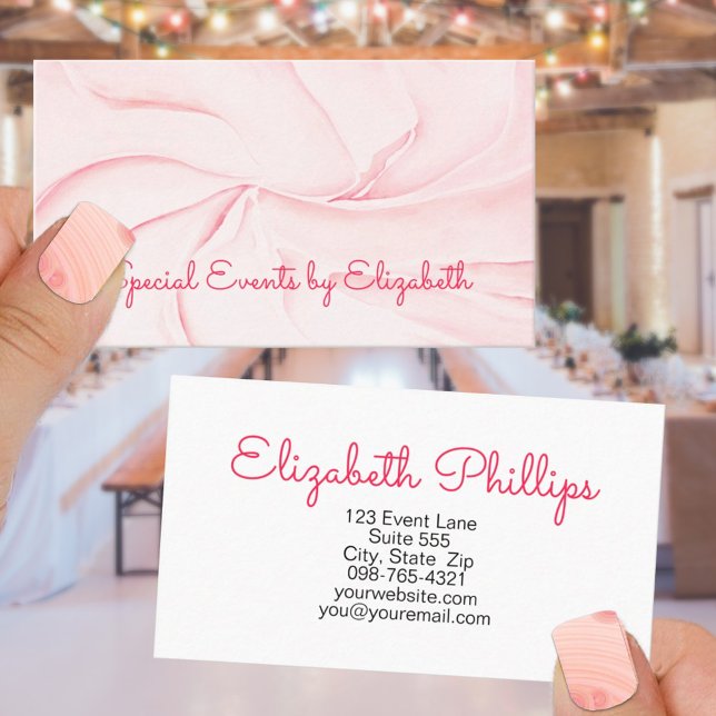 Cartão De Visita Rosy Watercolor Swirl Event Planner Professional (Criador carregado)