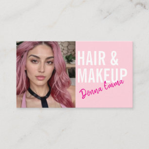 Cartão De Visita roteiro de fotos de artista de cabelo rosa e maqui