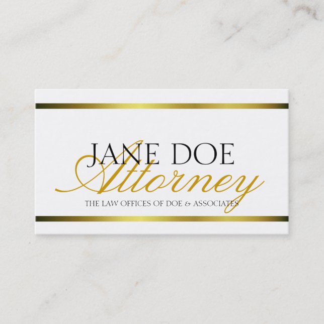 Cartão De Visita Roteiro metálico Dourado do advogado (Frente)