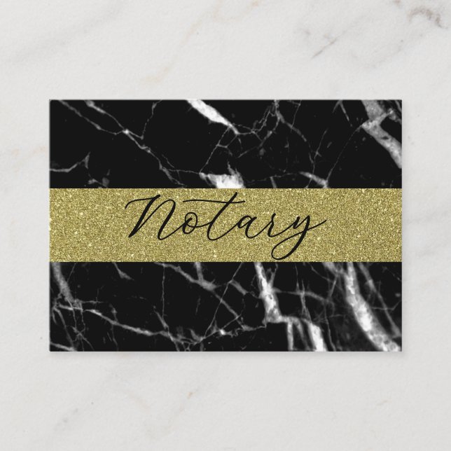 Cartão De Visita Roteiro notário elegante dourado mármore preto (Frente)