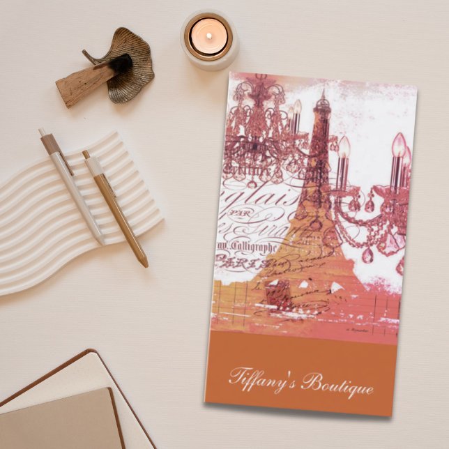 Cartão De Visita roteiros laranja chandelier paris eiffel torre (orange scripts chandelier paris eiffel tower business card)