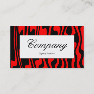 Cartão De Visita Rótulo central - Preto ondulado e Vermelho