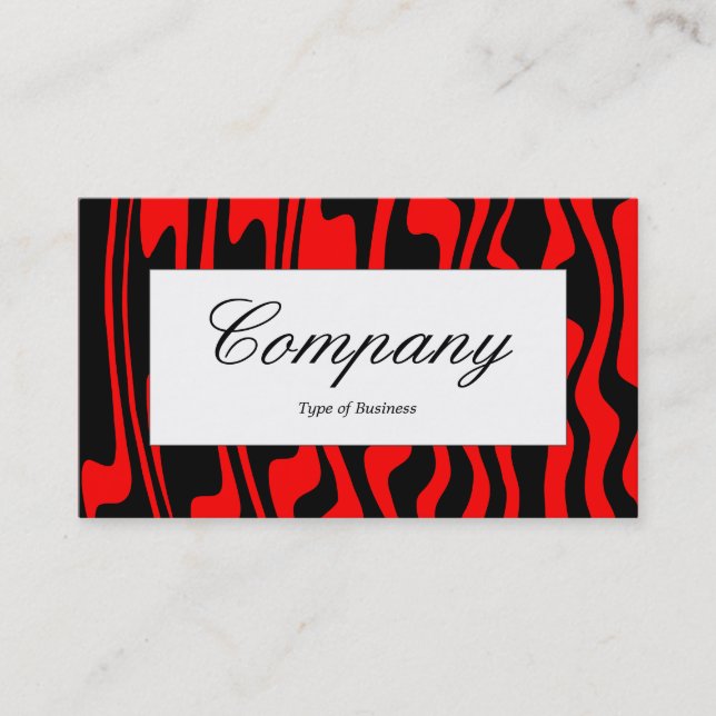 Cartão De Visita Rótulo central - Preto ondulado e Vermelho (Frente)