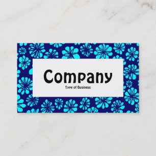 Cartão De Visita Rótulo central - tons de azul floral