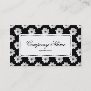 Cartão De Visita Rótulo central v5 - Padrão Dahlia B&W