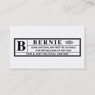 Cartão De Visita Rótulo de Aviso Bernie Sanders