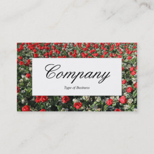 Cartão De Visita Rótulo do Centro - Tulipas Vermelhas e Primárias