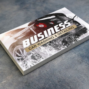 Cartão De Visita Rótulo Dourado de Desvio Automático de Lava Automó