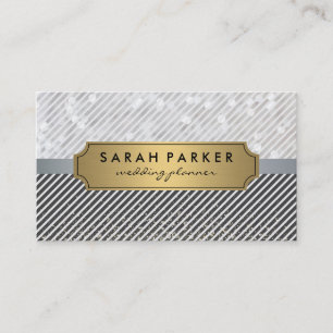 Cartão De Visita Rótulo Dourado Metálico Sparkle Bokeh com faixas