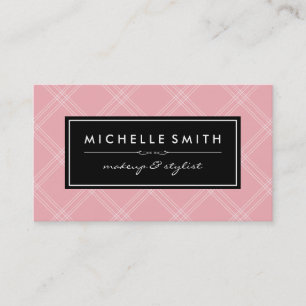 Cartão De Visita Rótulo Impressão de Argyle Rosa