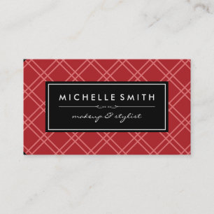 Cartão De Visita Rótulo Impressão de Argyle Vermelho