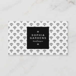 Cartão De Visita Rótulo Quadrado 01a - Ouros - Preto em Branco