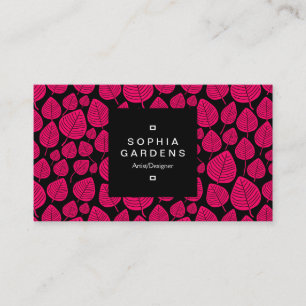 Cartão De Visita Rótulo Quadrado 01a - Padrão Folha 02 - Vermelho N