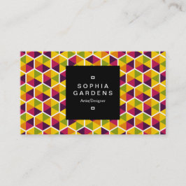 Cartão De Visita Rótulo quadrado 01a - Padrão hexagonal 01