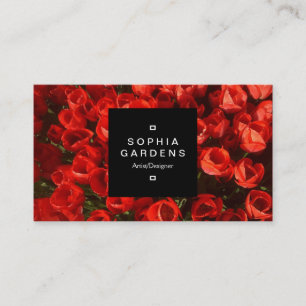 Cartão De Visita Rótulo Quadrado 01a - Tulipas Vermelhas