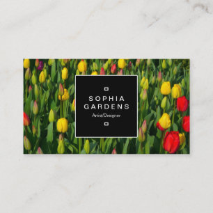 Cartão De Visita Rótulo Quadrado 02a - Cama de Tulipas