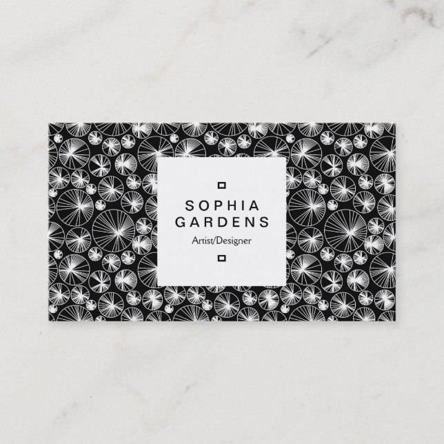 Cartão De Visita Rótulo quadrado 03a - Círculos de raios (Frente)