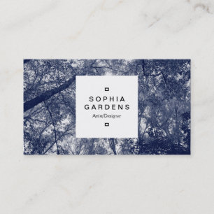 Cartão De Visita Rótulo quadrado 03a - outono azul