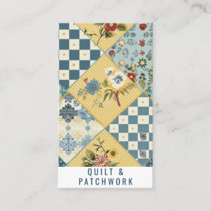 Cartão De Visita Roupa Azul Amarela Artesanal de Patchwork de Colch