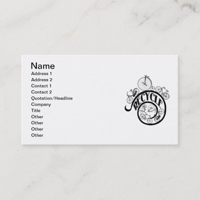Cartão De Visita Roupa e presentes do reciclar das bicicletas do (Frente)