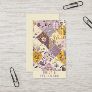 Cartão De Visita Roupa Feita à Mão com Remendo de Colcha Lilás Amar