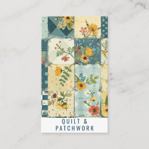 Cartão De Visita Roupa Feita à Mão em Patchwork Azul Amarelo