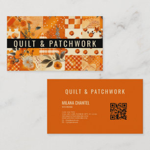 Cartão De Visita Roupa Feita à Mão em Patchwork de Colcha Laranja