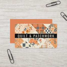 Cartão De Visita Roupa Feita à Mão em Patchwork de Colcha Laranja 