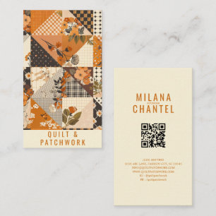 Cartão De Visita Roupa Feita à Mão em Patchwork de Colcha Laranja