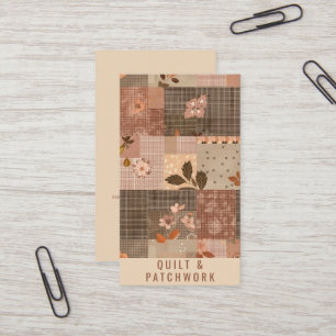 Cartão De Visita Roupa Feita à Mão em Patchwork de Colcha Marrom