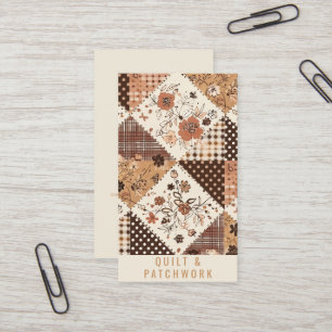 Cartão De Visita Roupa Feita à Mão em Patchwork de Colcha Marrom