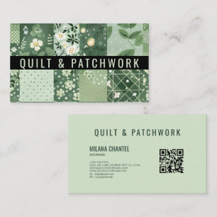 Cartão De Visita Roupa Feita à Mão em Patchwork de Colcha Verde