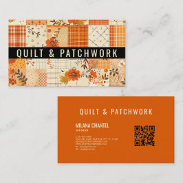 Cartão De Visita Roupa Feita à Mão em Patchwork de Laranja 