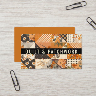 Cartão De Visita Roupa Feita à Mão em Patchwork de Laranja