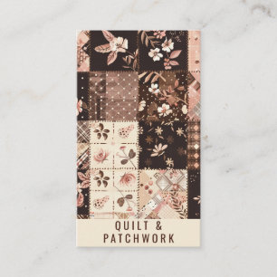 Cartão De Visita Roupas Feitas à Mão em Patchwork Rosa Marrom