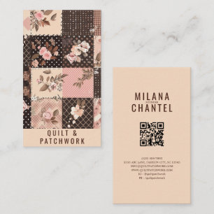 Cartão De Visita Roupas Feitas à Mão em Patchwork Rosa Marrom