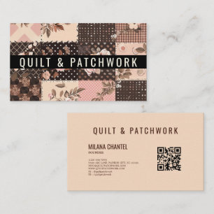 Cartão De Visita Roupas Feitas à Mão em Patchwork Rosa Marrom