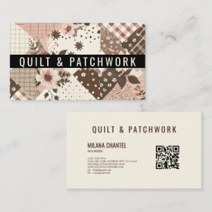 Cartão De Visita Roupas Feitas à Mão em Patchwork Rosa Marrom