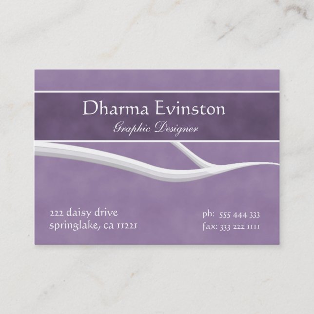 Cartão de visita roxo à moda (Frente)