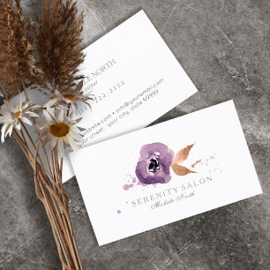 Cartão De Visita Roxo Amethyst floral ID294 da aguarela