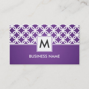 Cartão De Visita Roxo de sobreposição simples do monograma do teste