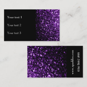 Cartão De Visita Roxo escuro falso brilho glitter faíscas Preto