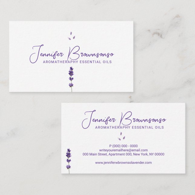Cartão De Visita Roxo Lavanda Branco (Frente/Verso)