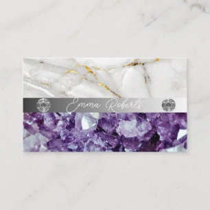 Cartão De Visita Roxo Mineral Ametista Cristal Quartzo Textura Ônib