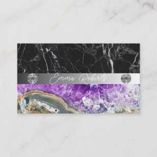 Cartão De Visita Roxo Mineral Cristal de Quartzo Textura de Âmética