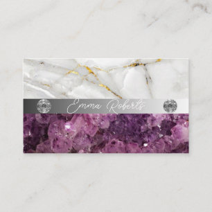 Cartão De Visita Roxo Mineral Cristal de Quartzo Textura de Ametist