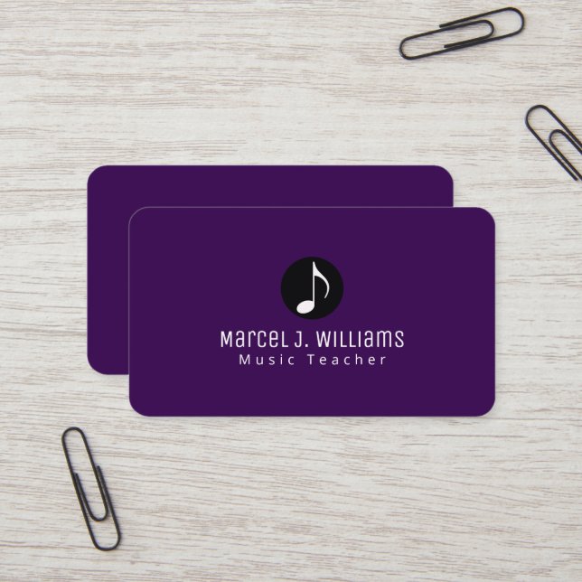 Cartão de visita Roxo Musical Com Nota Musical (Frente/Verso In Situ)