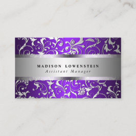 Cartão De Visita Roxo ornamentado do teste padrão do Flourish de