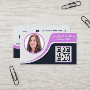 Cartão De Visita Roxo preto profissional adicione seu logotipo às e