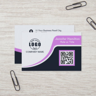 Cartão De Visita Roxo preto profissional adicione seu logotipo Cód